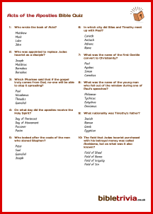 Acts of the Apostles - Bible Trivia Quiz