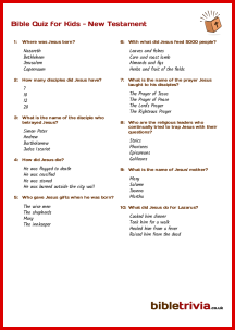 Bible Quiz for Kids - New Testament - Bible Trivia Quiz