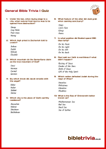 General Bible Trivia I - Bible Trivia Quiz