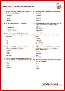 Disease & Sickness - Bible Trivia Quiz