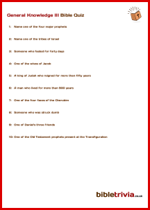 General Knowledge III - Bible Trivia Quiz