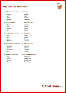 Odd One Out - Bible Trivia Quiz