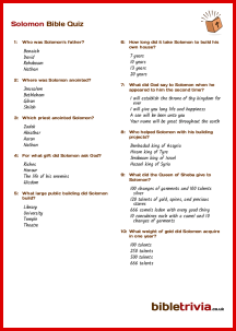 Solomon - Bible Trivia Quiz