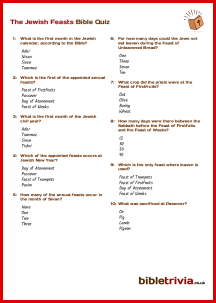 The Jewish Feasts - Bible Trivia Quiz