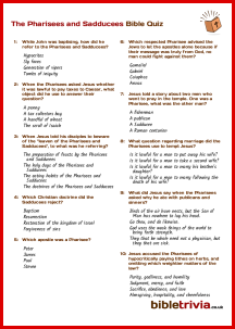 The Pharisees and Sadducees - Bible Trivia Quiz