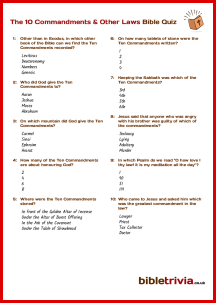 The 10 Commandments & Other Laws - Bible Trivia Quiz