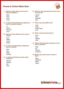 Towns & Cities - Bible Trivia Quiz