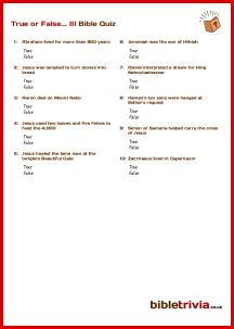 True or False... III - Bible Trivia Quiz